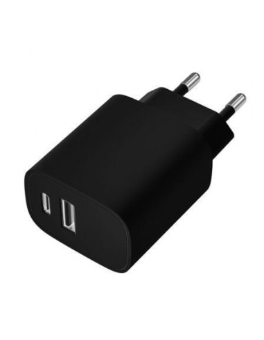 Cargador de pared leotec lecsph20w2k/ 1xusb tipo-c/ 1xusb/ 20w