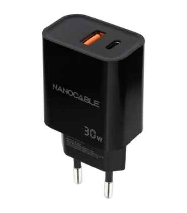 Cargador de pared nanocable 10.10.2012/ 1xusb/ 1xusb tipo-c/ 30w/ negro