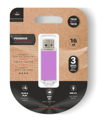Pendrive 16gb tech one tech basic usb 2.0/ púrpura claro