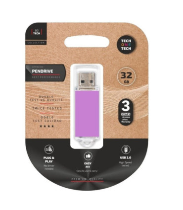 Pendrive 32gb tech one tech basic usb 2.0/ púrpura claro