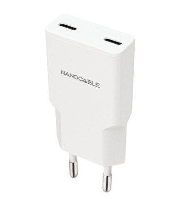 Cargador de pared nanocable 10.10.2023/ 2xusb tipo-c/ 20w/ blanco