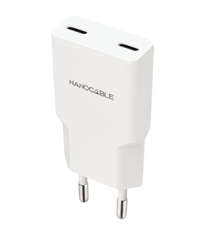 Cargador de pared nanocable 10.10.2026/ 2xusb tipo-c/ 25w/ blanco