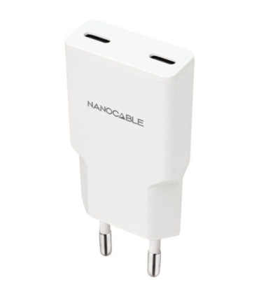 Cargador de pared nanocable 10.10.2026/ 2xusb tipo-c/ 25w/ blanco