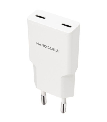 Cargador de pared nanocable 10.10.2029/ 2xusb tipo-c/ 30w/ blanco