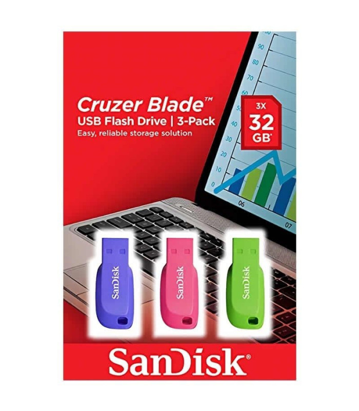 Pendrives 32gb sandisk cruzer blade/ usb 2.0/ pack 3