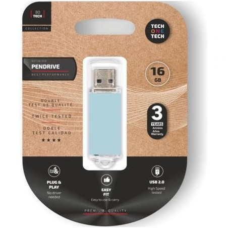 Pendrive 16gb tech one tech basic usb 2.0/ azul cielo