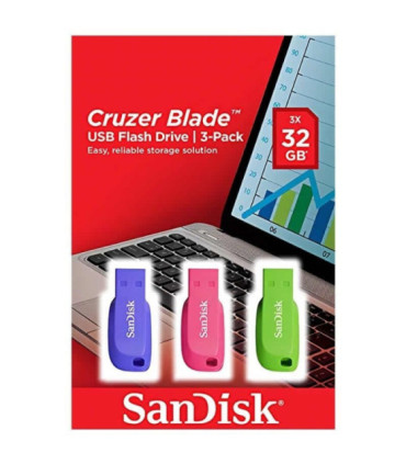 Pendrives 32gb sandisk cruzer blade/ usb 2.0/ pack 3