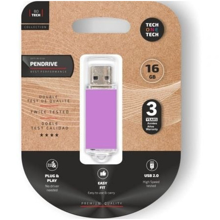 Pendrive 16gb tech one tech basic usb 2.0/ púrpura claro