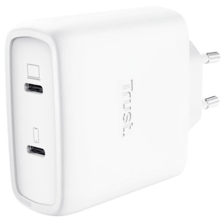 Cargador de pared gan trust maxo 65w 25526/ 2xusb tipo-c/ incluye cable usb tipo-c/ 65w