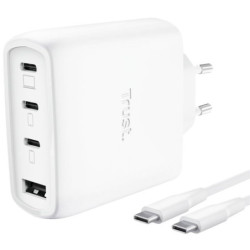 Cargador de pared gan trust maxo 65w 26068/ 3xusb tipo-c/ 1xusb/ incluye cable usb tipo-c/ 65w