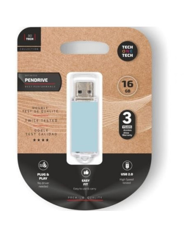 Pendrive 16gb tech one tech basic usb 2.0/ azul cielo