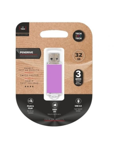 Pendrive 32gb tech one tech basic usb 2.0/ purpura claro