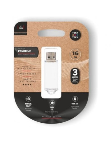 Pendrive 16gb tech one tech basic usb 2.0/ blanco