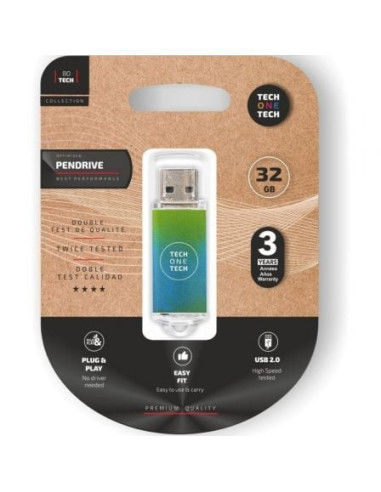 Pendrive 32gb tech one tech be ocean usb 2.0/ verde degradado