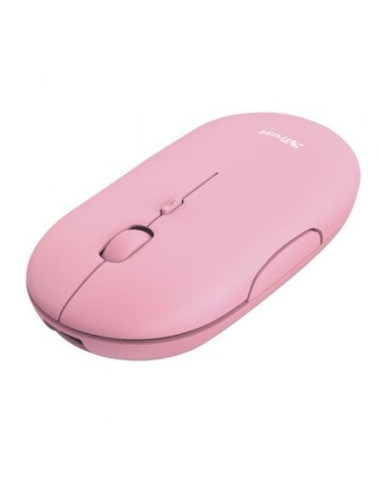 Ratón inalámbrico por bluetooth trust puck/ batería recargable/ hasta 1600 dpi/ rosa