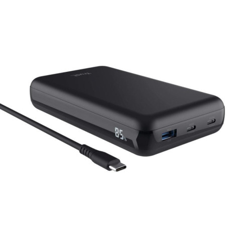 Batería externa/powerbank trust laro 20000mah/ 100w/ negra/ compatible con portátiles