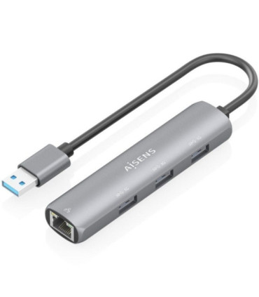 Hub usb aisens asuc-4p034-gr/ 3xusb/ 1xrj45/ gris