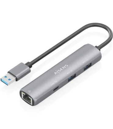 Hub usb aisens asuc-4p035-gr/ 1xusb tipo-c/ 2xusb/ 1xrj45/ gris