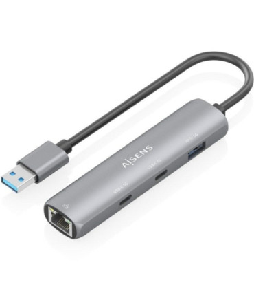 Hub usb aisens asuc-4p036-gr/ 2xusb tipo-c/ 1xusb/ 1xrj45/ gris