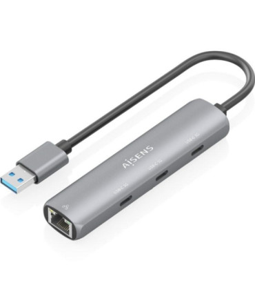 Hub usb aisens asuc-4p037-gr/ 3xusb tipo-c/ 1xrj45/ gris