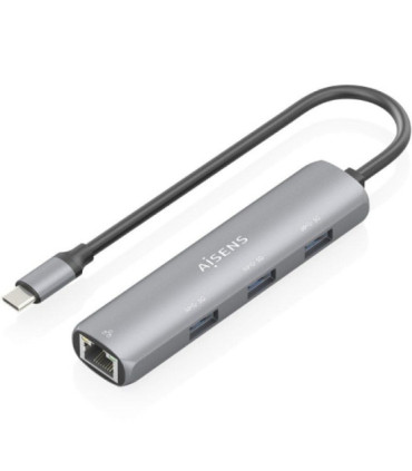 Hub usb tipo-c aisens asuc-4p038-gr/ 3xusb/ 1xrj45/ gris