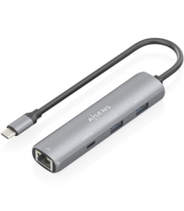 Hub usb tipo-c aisens asuc-4p039-gr/ 1xusb tipo-c/ 2xusb/ 1xrj45/ gris