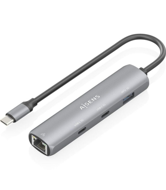 Hub usb tipo-c aisens asuc-4p040-gr/ 2xusb tipo-c/ 1xusb/ 1xrj45/ gris
