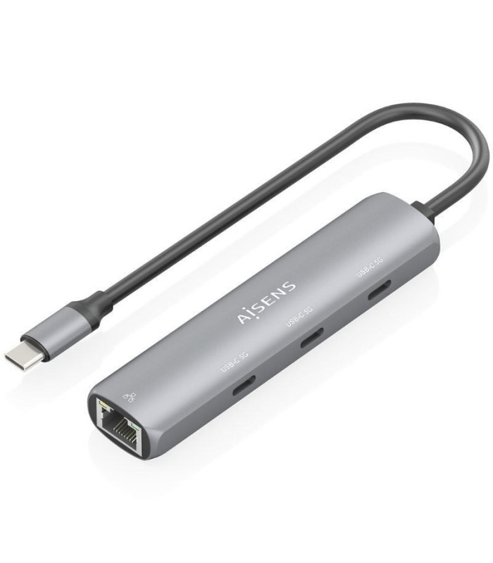 Hub usb tipo-c aisens asuc-4p041-gr/ 3xusb tipo-c/ 1xrj45/ gris