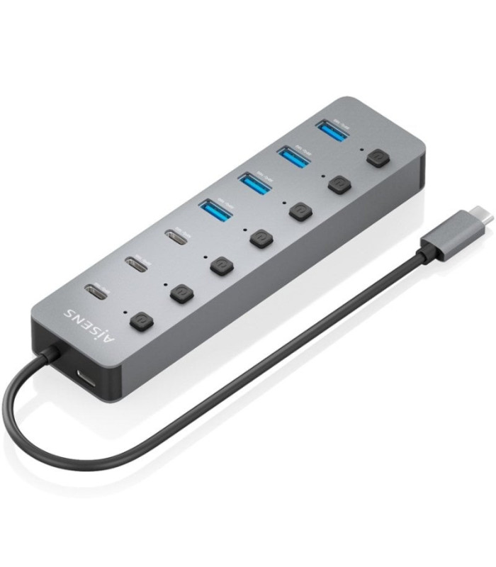Hub usb tipo-c 3.2 aisens asuc-8p044-gr/ 4xusb/ 3xusb tipo-c/ 1xusb tipo-c pd/ gris