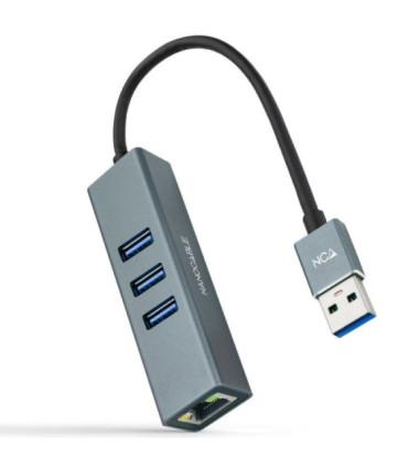 Hub usb 3.0 nanocable 10.03.0407/ 3xusb/ 1xrj45/ gris