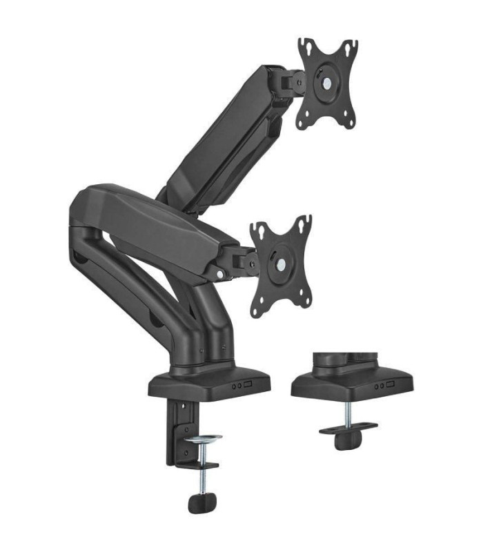 Soporte de mesa con contrapeso para 2 monitores o tv aisens dt32tsr-221/giratorio/ inclinable/ hasta 9kg