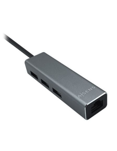 Hub usb 3.0 aisens a106-0401/ 3xusb/ 1xrj45/ gris