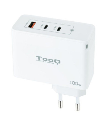 Cargador de pared gan tooq tqwc-ganqc2pd100w/ 2xusb tipo-c/ 1xusb/ 100w