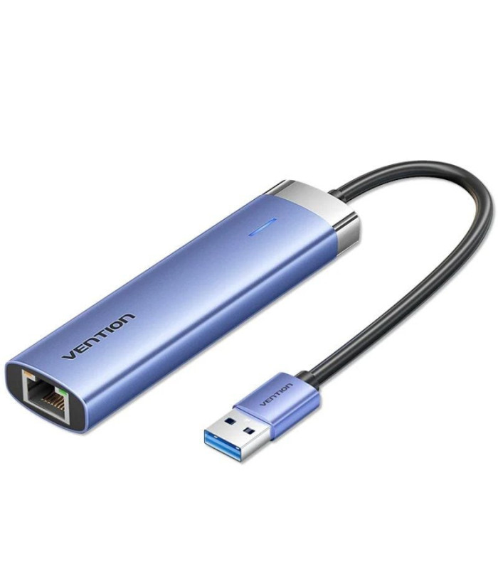 Hub usb 3.0 vention tgfsb/ 3xusb/ 1xrj45/ 1xusb tipo-c pd/ azul