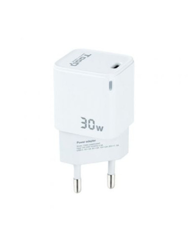 Cargador gan de pared tooq tqwc-ganpd30wt/ 1xusb tipo-c/ 30w