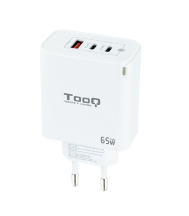 Cargador de pared gan tooq tqwc-ganqc2pd65wt/ 2xusb tipo-c/ 1xusb/ 65w