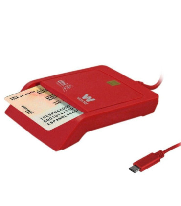 Lector de dni y tarjetas woxter pe26-199/ usb tipo-c/ rojo