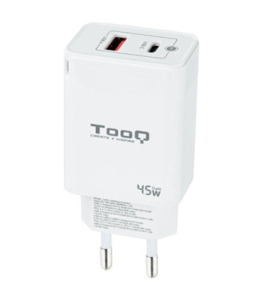 Cargador de pared gan tooq tqwc-ganqcpd45wt/ 1xusb tipo-c/ 1xusb/ 45w