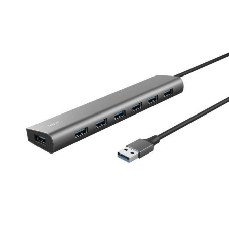 Hub usb 3.2 gen1 trust halyx/ 7xusb/ 1xusb-c/ gris
