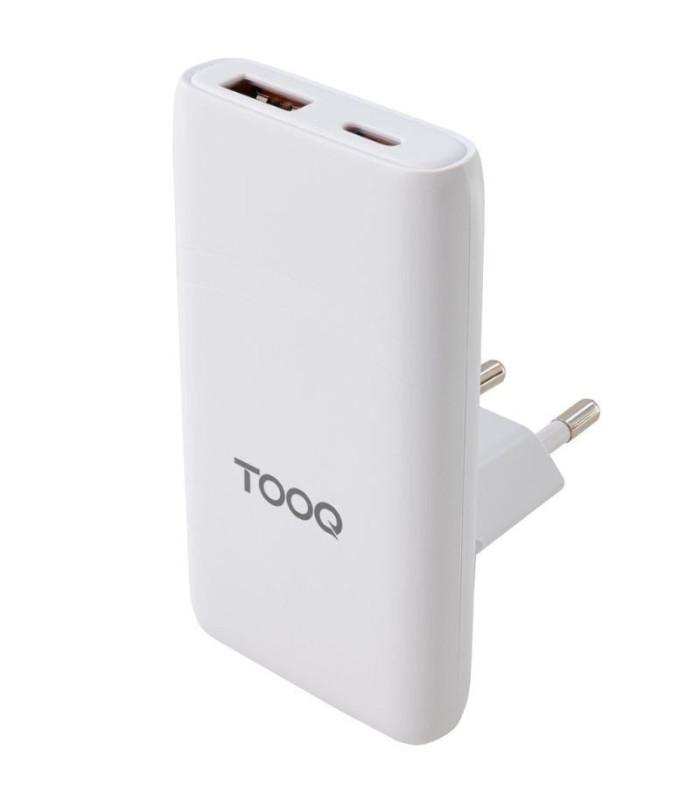 Cargador de pared universal gan para viaje tooq tqwc-gansl65w1a1c/ 1xusb tipo-c/ 1xusb/ 65w