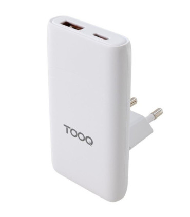 Cargador de pared universal gan para viaje tooq tqwc-gansl65w1a1c/ 1xusb tipo-c/ 1xusb/ 65w