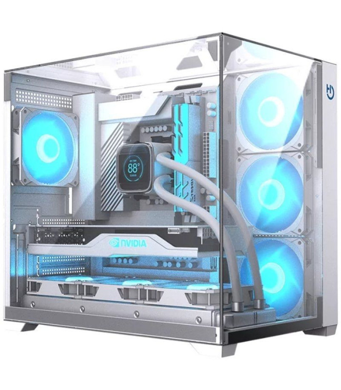 Caja gaming semitorre hiditec sky/ blanca