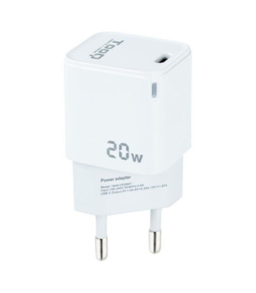 Cargador de pared tooq tqwc-pd20wt/ 1xusb tipo-c/ 20w/ blanco