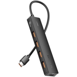 Hub usb tipo-c 3.2 vention ckcbb/ 4xusb/ 1xusb tipo-c pd