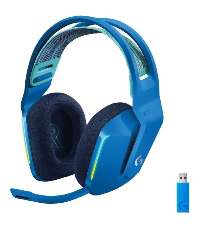 Auriculares gaming inalámbricos con micrófono logitech g733/ azules