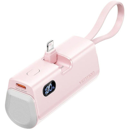 Powerbank 4800mah vention fhrp0/ 22.5w/ rosa/ incluye cable usb tipo-c y lightning