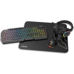 Pack gaming krom kenta/ teclado rgb + ratón + alfombrilla + auriculares