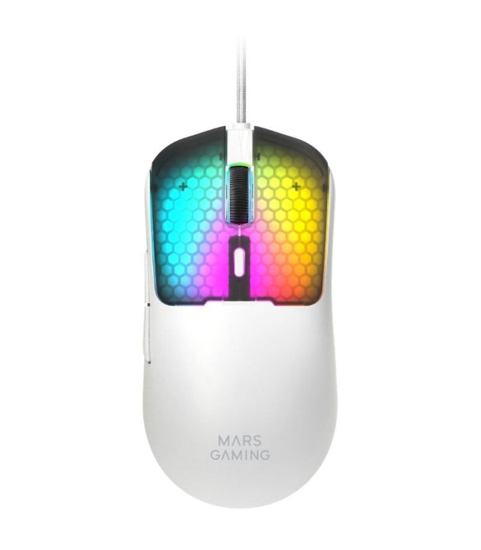 Ratón gaming mars gaming mm-viper/ hasta 12800 dpi/ blanco