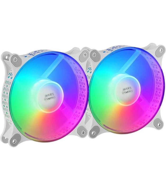 Pack 2 ventiladores mars gaming mfduow/ 12cm/ frgb/ blancos