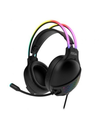 Auriculares gaming con micrófono krom klaim/ jack 3.5/ usb 2.0/ negros